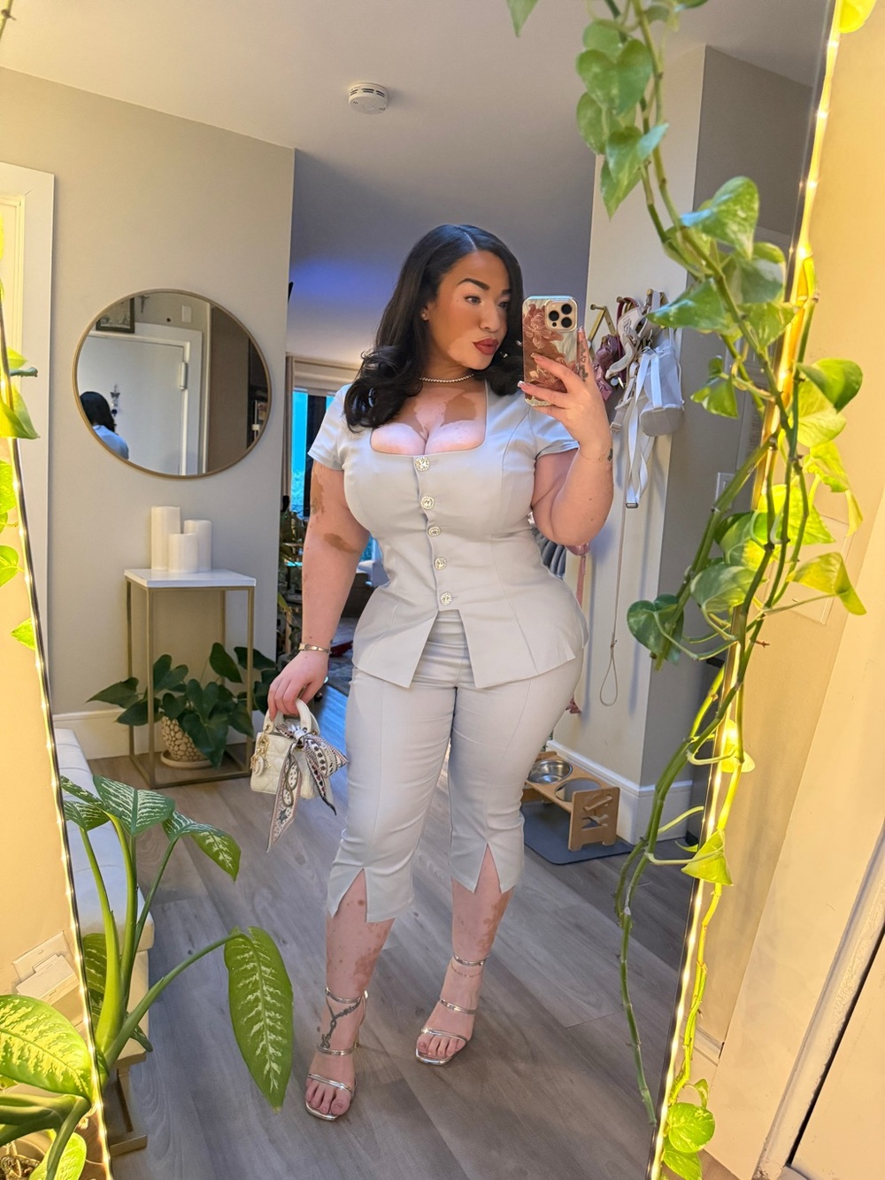 Fashion Nova Light Blue Women's Pantsuit with Decorative Buttons
